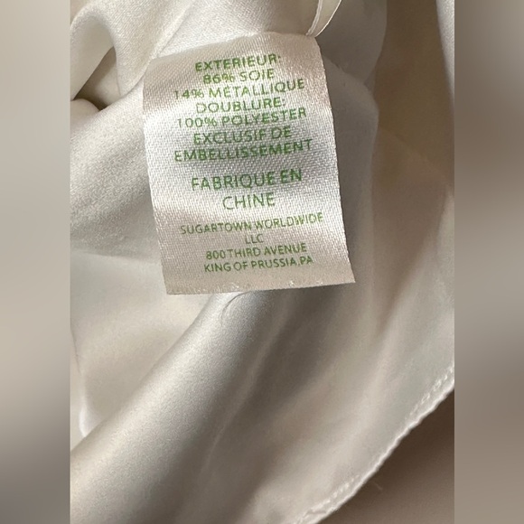 Lilly Pulitzer Silk White and Gold Metallic Floral Dress, Size 2 - Picture 6 of 9